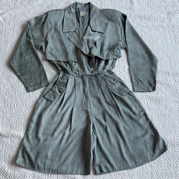 Rabbit Rabbit Rabbit Pants - Vintage Rabbit Rabbit Rabbit Aqua Green Romper Size 6 - 100% Rayon